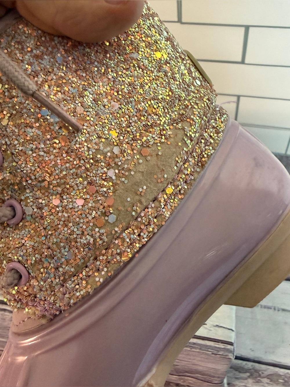 Adrienne Vittadini Girl-Glitter ✨duck boots girls size 12 - Picture 10 of 12